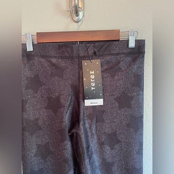 Terez Black Crystal EmojiCindy/Mindy Performance Leggings Black Gold Medium NWT - Picture 10 of 11